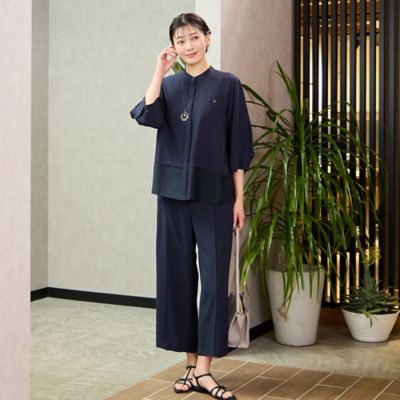【洗える・セットアップ可能】ピンタック入りワイドクロップドパンツ（２１０５３５０５）