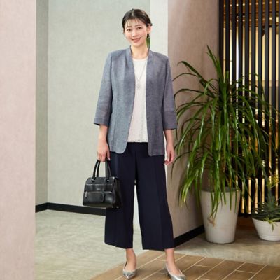 【洗える・セットアップ可能】ピンタック入りワイドクロップドパンツ（２１０５３５０５）