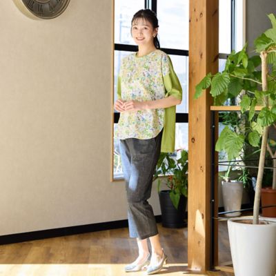 【洗える・接触冷感】デニム柄クロップドパンツ（２１０５３５１１）