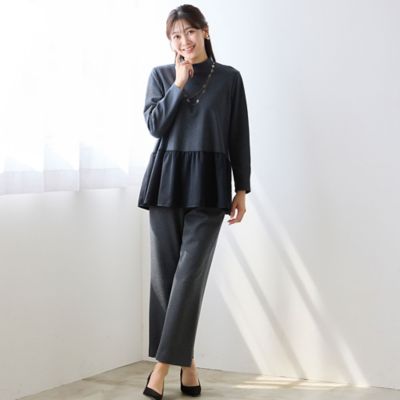 【極美品】LES MUSE Femme パンツ セット 大きい 3L 4L 黒 保温性・洗える・セットアップ可・L～4Lサイズ】セミワイド