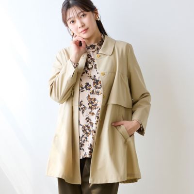 襟取り外し可・L～4Lサイズ】ステンカラーペプラムコート