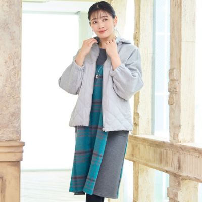 フード取り外し可】ジャージー×キルトのドルマンジャケット