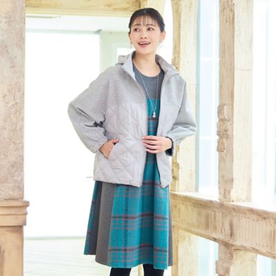 フード取り外し可】ジャージー×キルトのドルマンジャケット