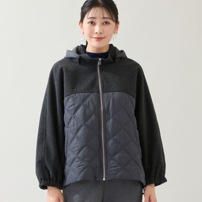 フード取り外し可】ジャージー×キルトのドルマンジャケット