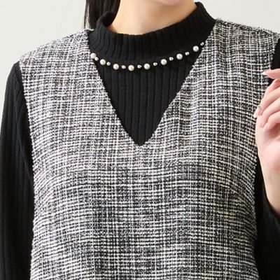 3L／4Lサイズあり】ファンシーニットジャンパースカート