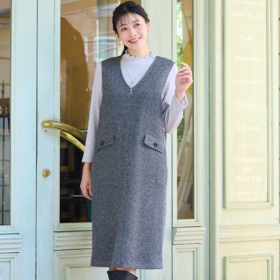 L】マルチストライプ シャツワンピース