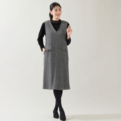 3L／4Lサイズあり】ツイードニット ジャンパードレス