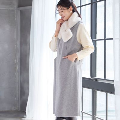 ミゼール　レディース大きいサイズ　ジャンパースカート　ネイビー　LL　ゆったり 2WAY・3L／4Lサイズあり】Aラインジャンパースカート（グレー