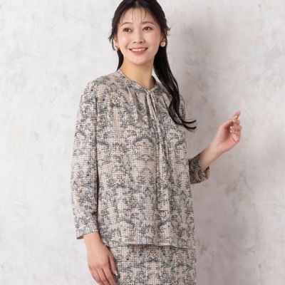 Sov. ポリエステルシフォン フラワープリントブラウス ボウタイ ダブルスタンダードクロージング DOUBLE STANDARD CLOTHING