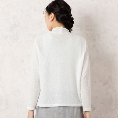 洗える・日本製】シャーリングジャカード カットソー