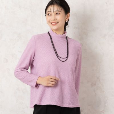 洗える・日本製】シャーリングジャカード カットソー