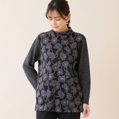 洗える・アンサンブル可・3L／4Lサイズあり】ソフトニット花柄