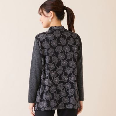 洗える・アンサンブル可・3L／4Lサイズあり】ソフトニット花柄