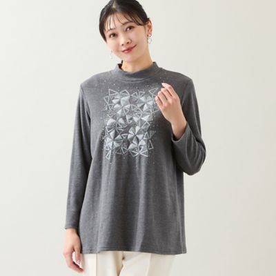 ＜MISSEL＞【洗える・日本製・３Ｌ／４Ｌサイズあり】トライアングル刺繍カットソー（２１１２１６０２）