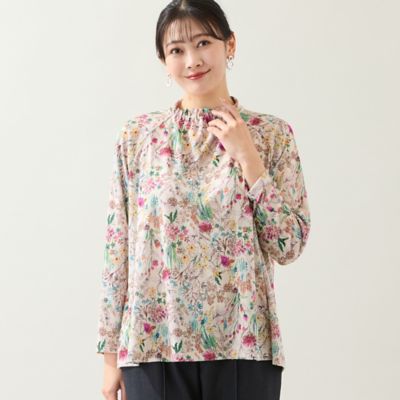 新品未使用完売品holiday TULIP柄カットソー 洗える・日本製・3L／4Lサイズあり】フラワーガーデンカットソー