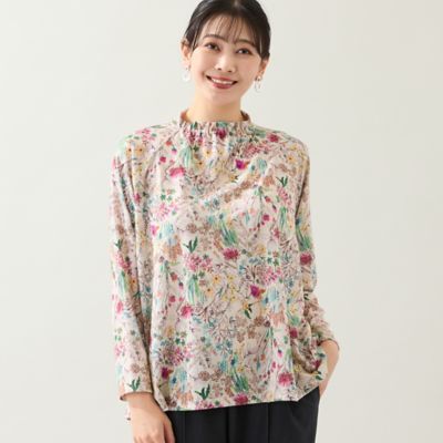 洗える・日本製・3L／4Lサイズあり】フラワーガーデンカットソー