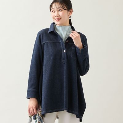 ＜MISSEL＞【洗える・３Ｌ／４Ｌサイズあり】ニットデニムチュニック（２１１２１６１０）