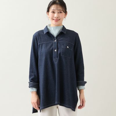 洗える・3L／4Lサイズあり】ニットデニムチュニック