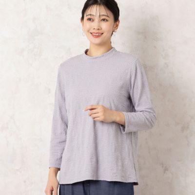 【洗える・日本製】綿混シャーリングジャカード　カットソー（２１１２２５１０）
