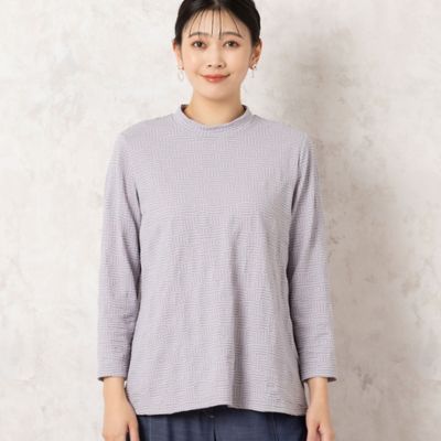 【洗える・日本製】綿混シャーリングジャカード　カットソー（２１１２２５１０）