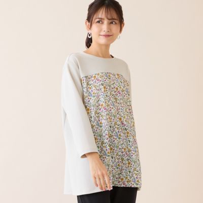 洗える・アンサンブル可・L～4Lサイズ】ボタニカル柄カットソー 