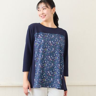 洗える・アンサンブル可・L～4Lサイズ】ボタニカル柄カットソー