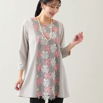 ＜MISSEL＞【洗える・Ｌ～４Ｌサイズ】３色レースチュニック（２１１２２６０７）