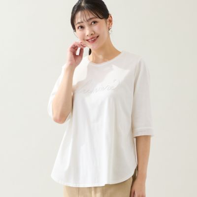 ＜MISSEL＞【洗える・綿１００％・日本製・Ｌ～４Ｌサイズ】Ｌｕｍｉｅｒｅ刺繍カットソー（２１１２２６１４）