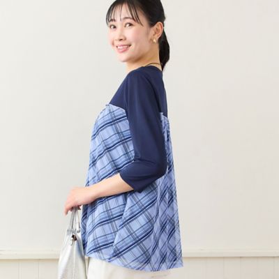 洗える・L～4Lサイズ】チュールレイヤードトップス