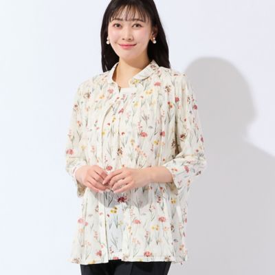 洗える・アンサンブル可・L～4Lサイズ】ボタニカル柄カットソー