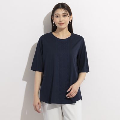 芸能人愛用のルームウェア COOL ハシゴ花刺繍Tシャツ COTTON RICH トップス