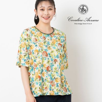 ＜MISSEL＞〔Ｃａｖａｌｉｅｒｅ　Ａｚｚｕｒｒｏ〕アートフラワーＴシャツ（２１１２３４２５）