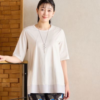 【洗える・接触冷感】ＣＯＯＬ　ＲＩＣＨ　ＣＯＴＴＯＮ　フレアＴシャツ（２１１２３５０４）