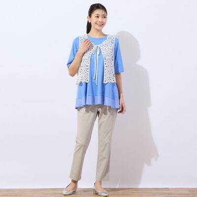 【洗える・接触冷感】ＣＯＯＬ　ＲＩＣＨ　ＣＯＴＴＯＮ　フレアＴシャツ（２１１２３５０４）
