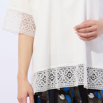 【洗える・接触冷感】ＣＯＯＬ　ＲＩＣＨ　ＣＯＴＴＯＮ　レースコンビＴシャツ（２１１２３５０５）