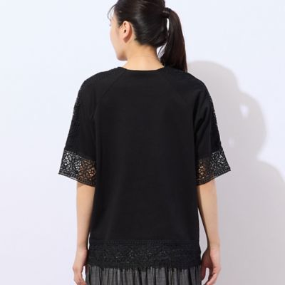 【洗える・接触冷感】ＣＯＯＬ　ＲＩＣＨ　ＣＯＴＴＯＮ　レースコンビＴシャツ（２１１２３５０５）