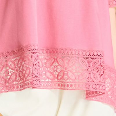 【洗える・接触冷感】ＣＯＯＬ　ＲＩＣＨ　ＣＯＴＴＯＮ　レースコンビＴシャツ（２１１２３５０５）