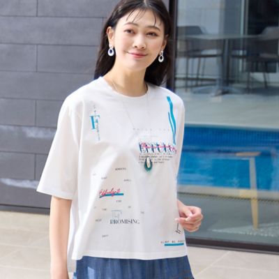 ＜MISSEL＞【洗える】メッセージ柄Ｔシャツ（２１１２３５１２）