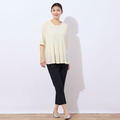 　【洗える・日本製】鹿の子ニット　フレアＴシャツ（２１１２３５１７）