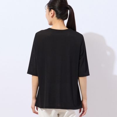 　【洗える・日本製】鹿の子ニット　フレアＴシャツ（２１１２３５１７）