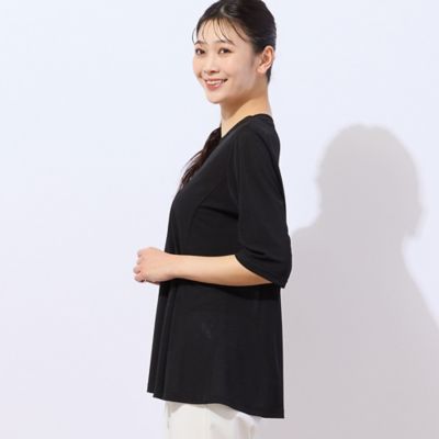 　【洗える・日本製】鹿の子ニット　フレアＴシャツ（２１１２３５１７）