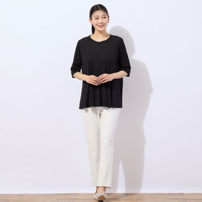 　【洗える・日本製】鹿の子ニット　フレアＴシャツ（２１１２３５１７）