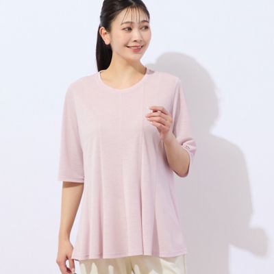 　【洗える・日本製】鹿の子ニット　フレアＴシャツ（２１１２３５１７）