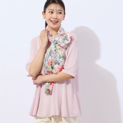 　【洗える・日本製】鹿の子ニット　フレアＴシャツ（２１１２３５１７）