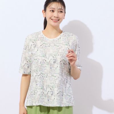 MISSEL/ミゼール 【洗える・日本製】バイシクル柄コットンＴシャツ（２１１２３５１９）