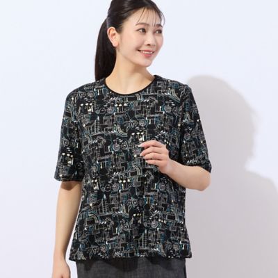 【洗える・日本製】バイシクル柄コットンＴシャツ（２１１２３５１９）