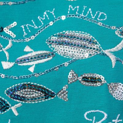 【洗える・日本製・綿１００％】ｆｉｓｈ刺繍　フレアカットソー（２１１２３５２５）