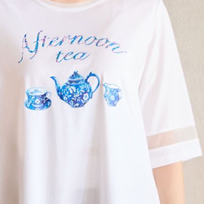 【洗える】ティーカップ柄　Ａラインカットソー（２１１２３５３３）