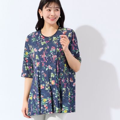 人気デザイン・洗える・L～4Lサイズ】フルーツ柄フレアチュニック