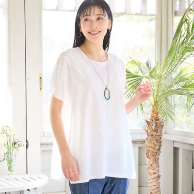 ＜MISSEL＞【洗える・３Ｌサイズあり】レースつきワイドプルオーバー（２１１２３６０４）